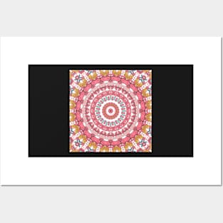 Flower and Hearts valentines and spring Kaleidoscope pattern (Seamless) 17 Posters and Art